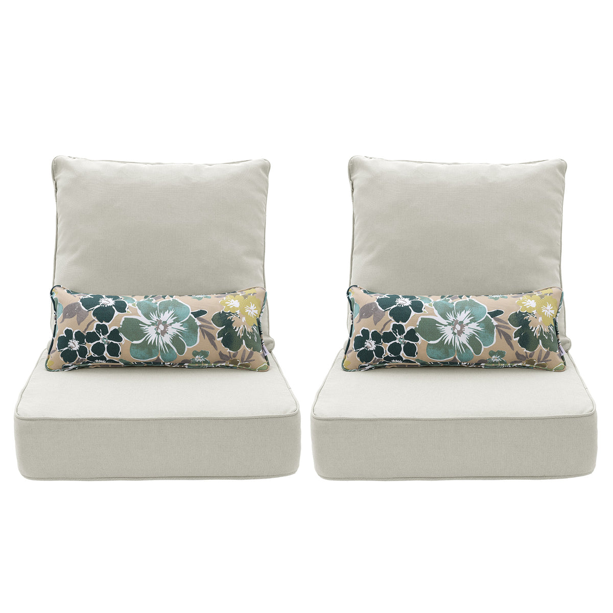 Outdoor Deep Seat Cushion Set with Lumbar Pillow, Light Gray