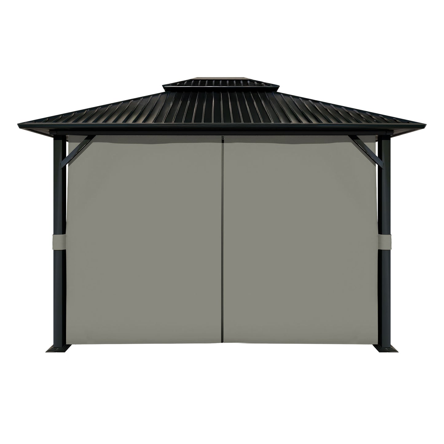 Outdoor Gazebo Curtains, 4 Panels Privacy Sidewall Replacement (Curtain Only) - Grey - Aoodor 