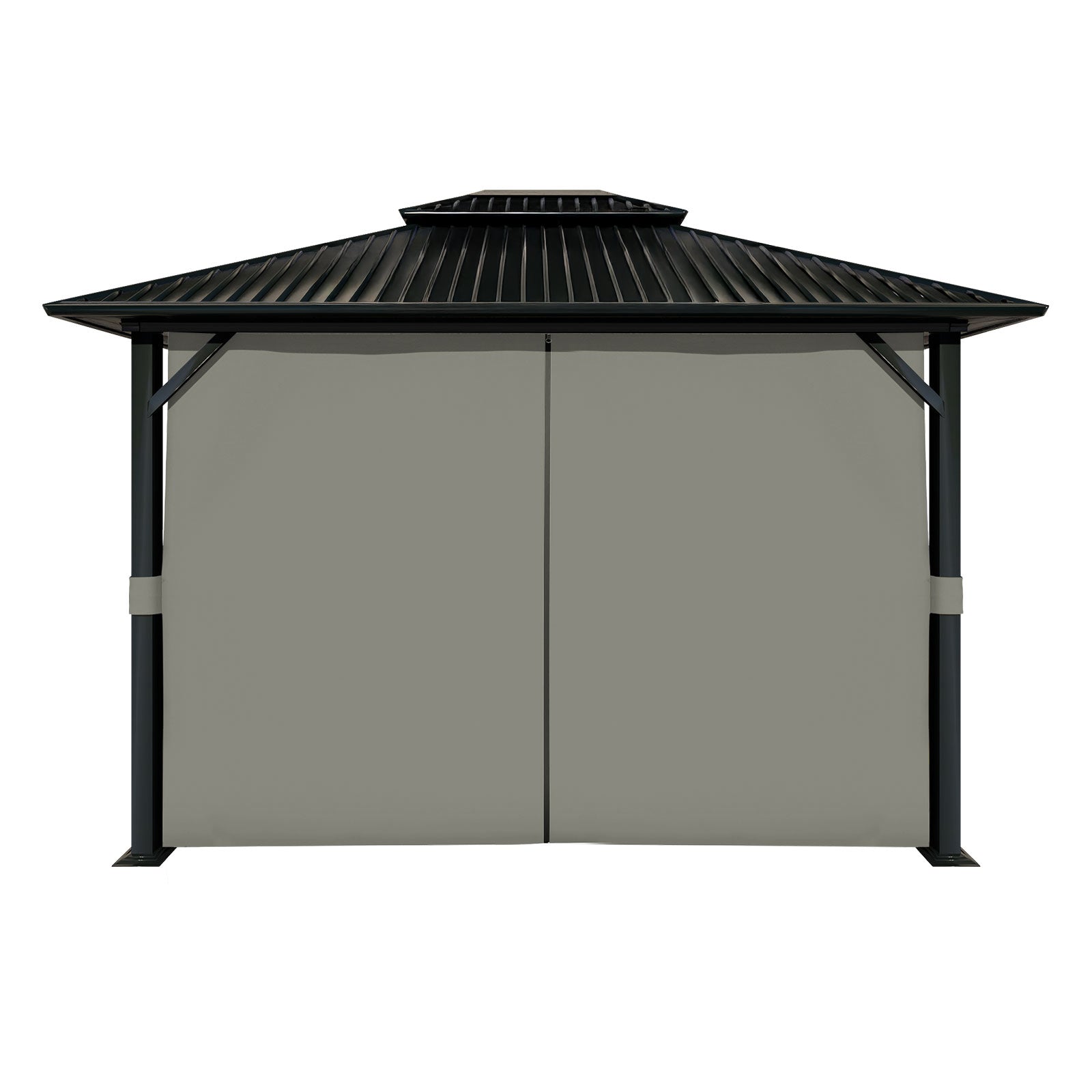 Outdoor Gazebo Curtains, 4 Panels Privacy Sidewall Replacement (Curtain Only) - Grey - Aoodor 