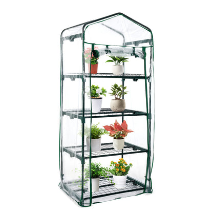 4 Tier Upgrade Greenhouse with Protective PVC Base, Transparent - Aoodor 