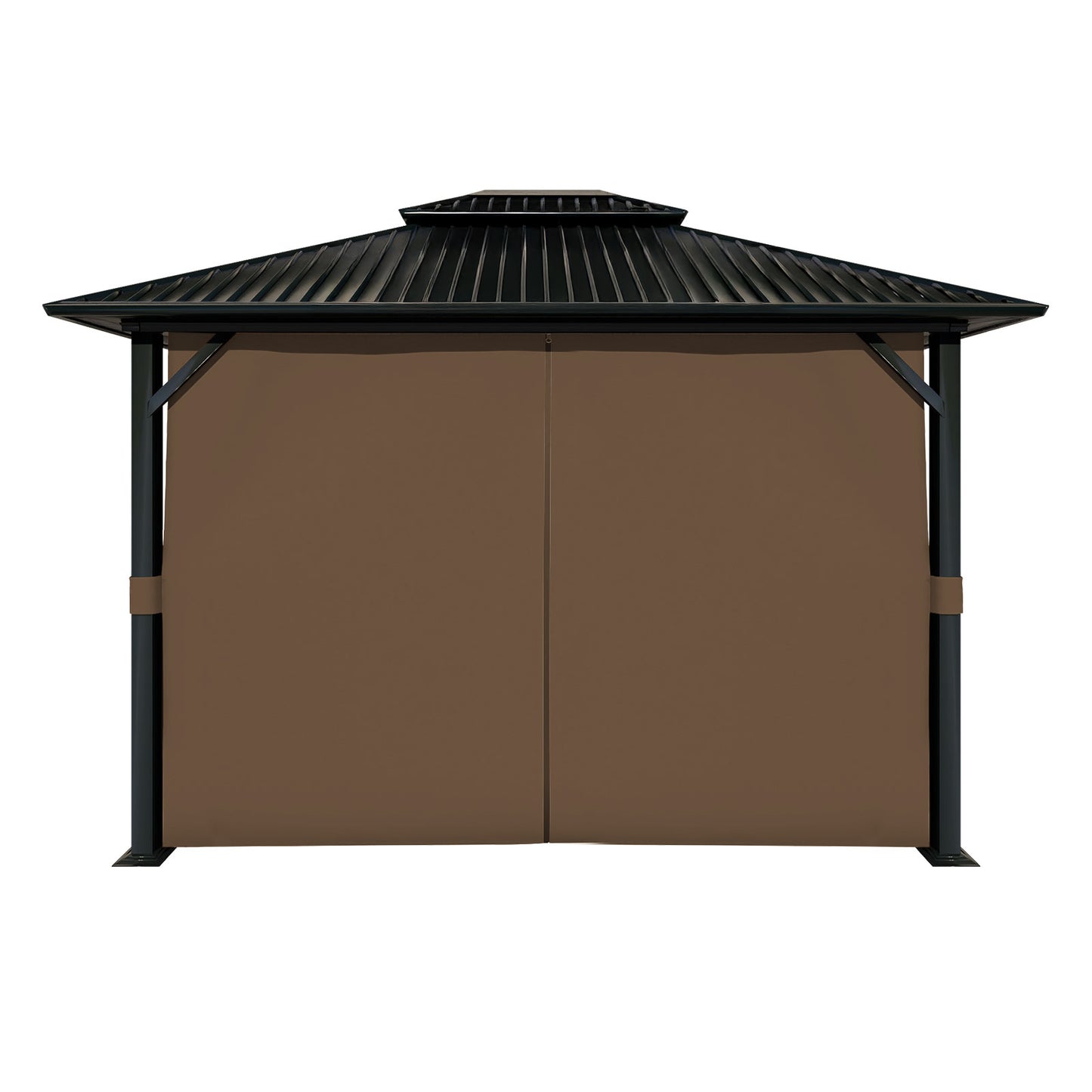 Outdoor Gazebo Curtains, 4 Panels Privacy Sidewall Replacement (Curtain Only) - Brown - Aoodor 