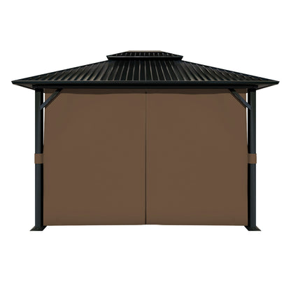 Outdoor Gazebo Curtains, 4 Panels Privacy Sidewall Replacement (Curtain Only) - Brown - Aoodor 