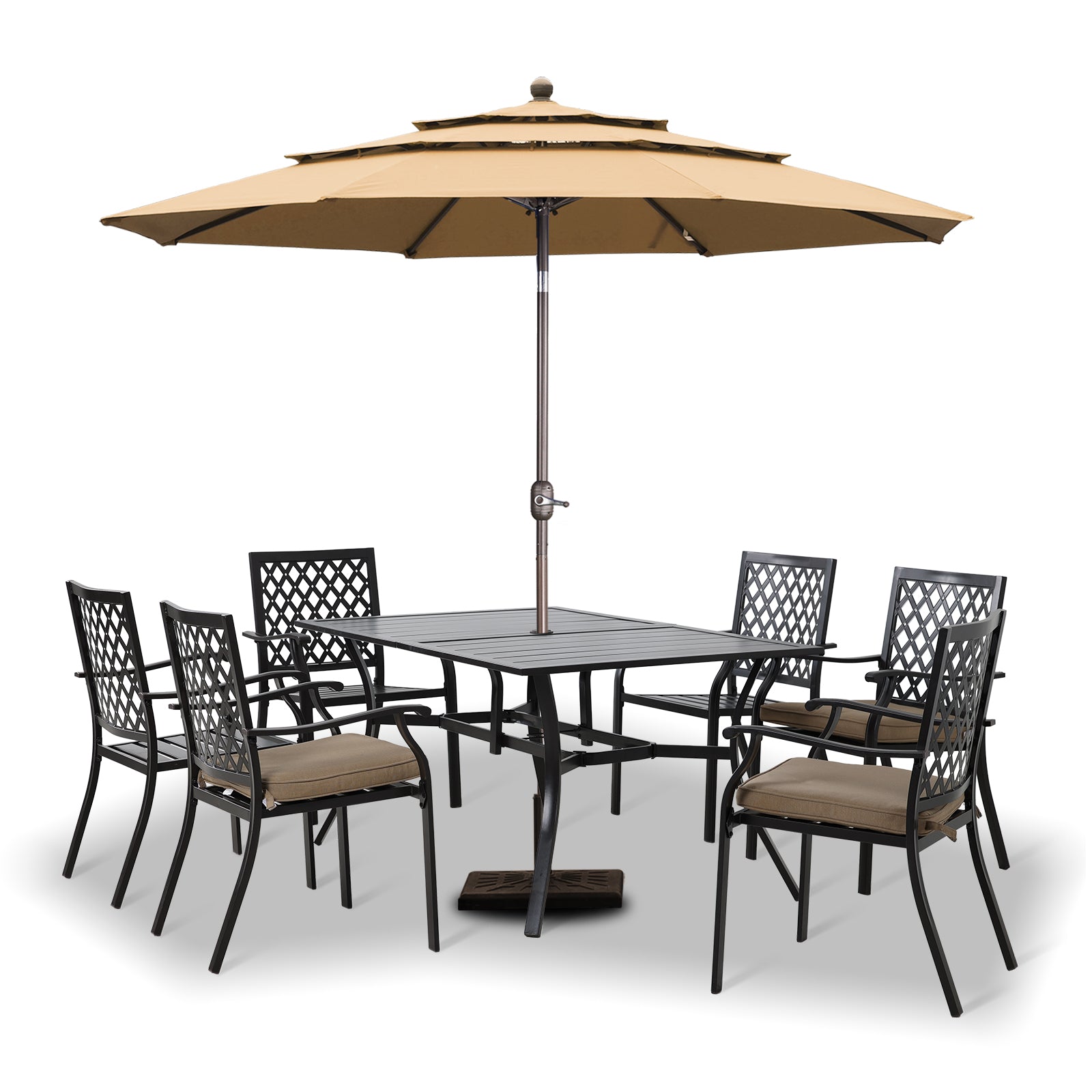 3 Tier 10ft. Patio Umbrella - Market Umbrella with Crank (No Base) - Aoodor 