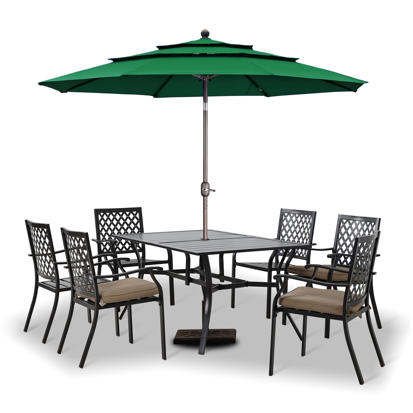 3 Tier 10ft. Patio Umbrella - Market Umbrella with Crank (No Base) - Aoodor 