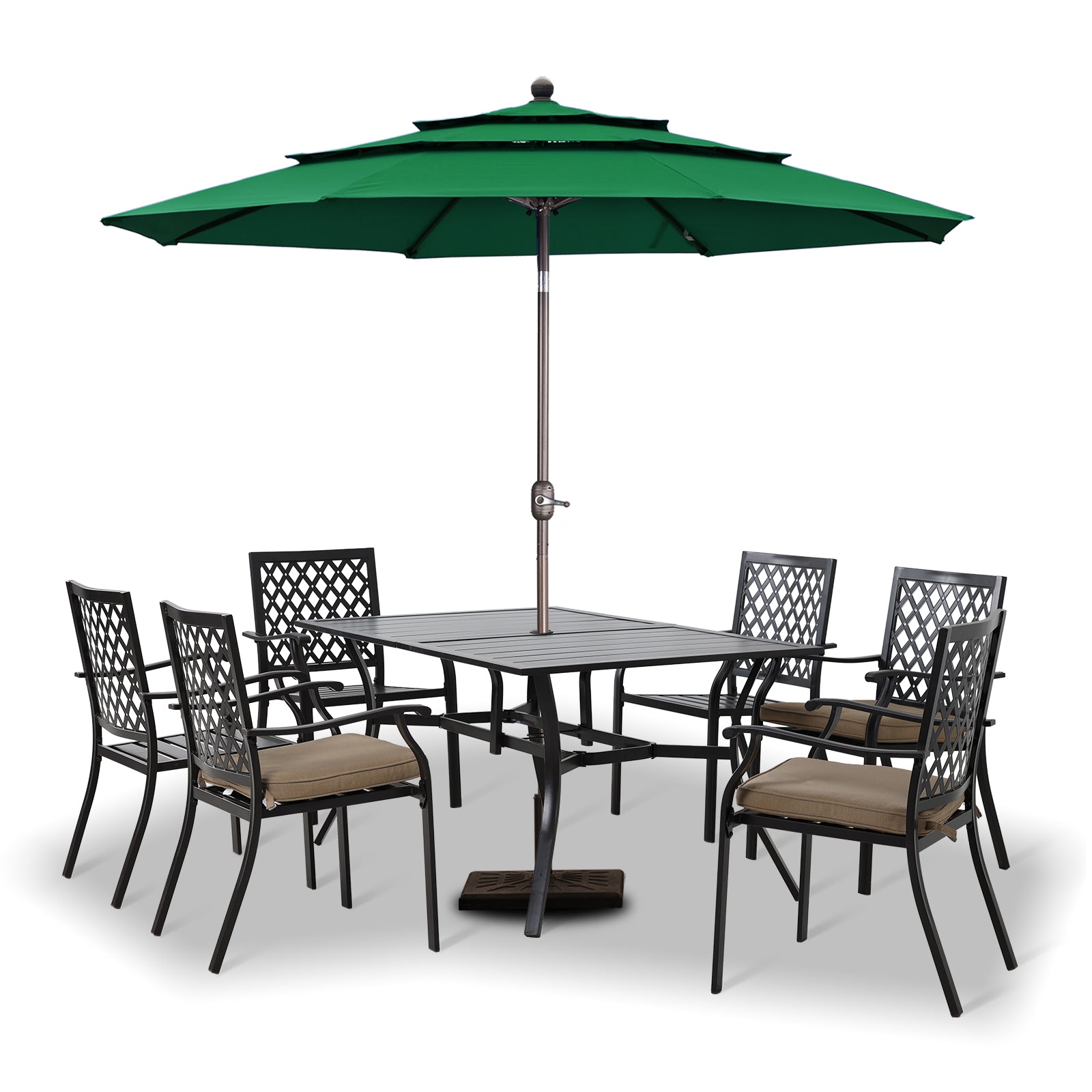 3 Tier 10ft. Patio Umbrella - Market Umbrella with Crank (No Base) - Aoodor 