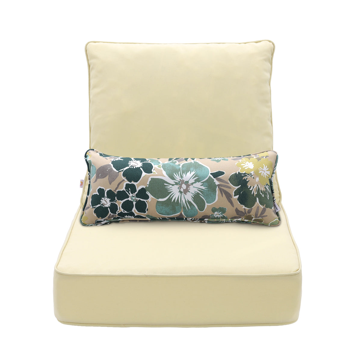 Outdoor Deep Seat Cushion Set with Lumbar Pillow, Cream Yellow