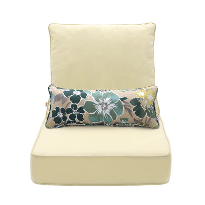 Outdoor Deep Seat Cushion Set with Lumbar Pillow, Cream Yellow
