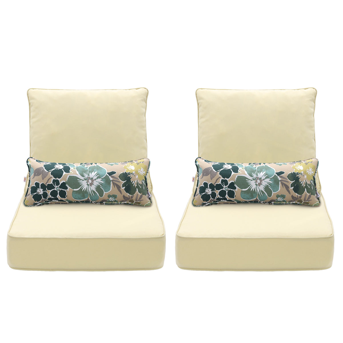 Outdoor Deep Seat Cushion Set with Lumbar Pillow, Cream Yellow