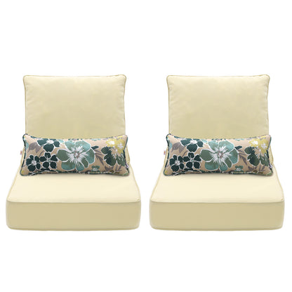 Outdoor Deep Seat Cushion Set with Lumbar Pillow, Cream Yellow