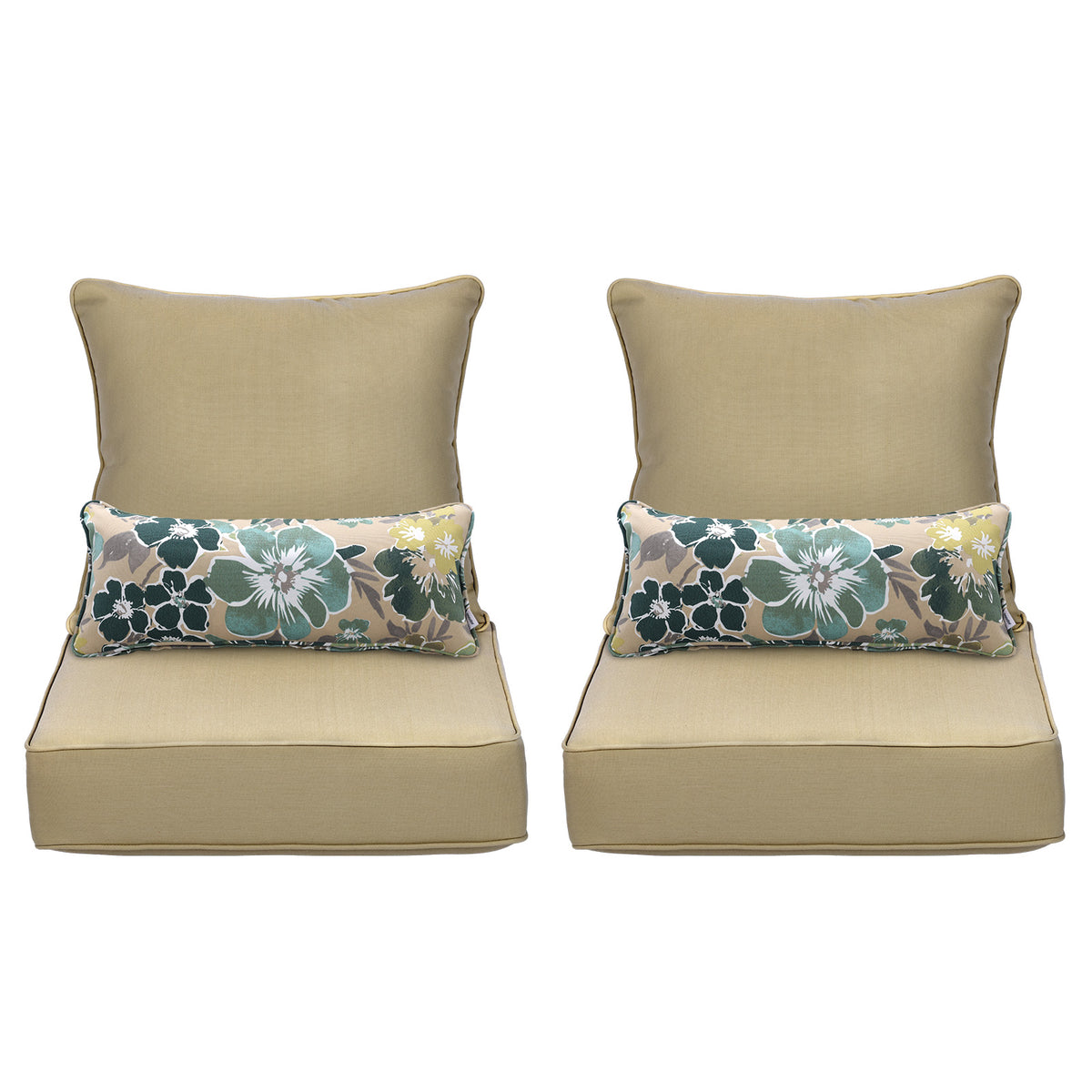 Outdoor Deep Seat Cushion Set with Lumbar Pillow, Brown