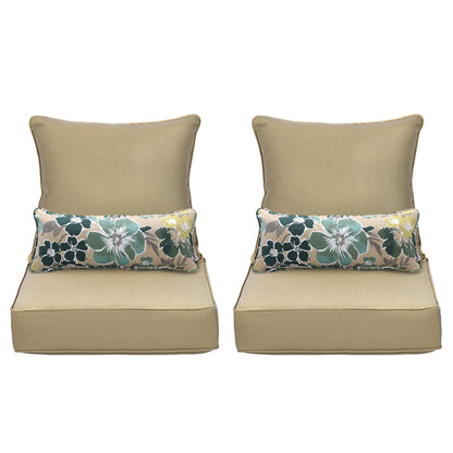 Outdoor Deep Seat Cushion Set with Lumbar Pillow, Brown