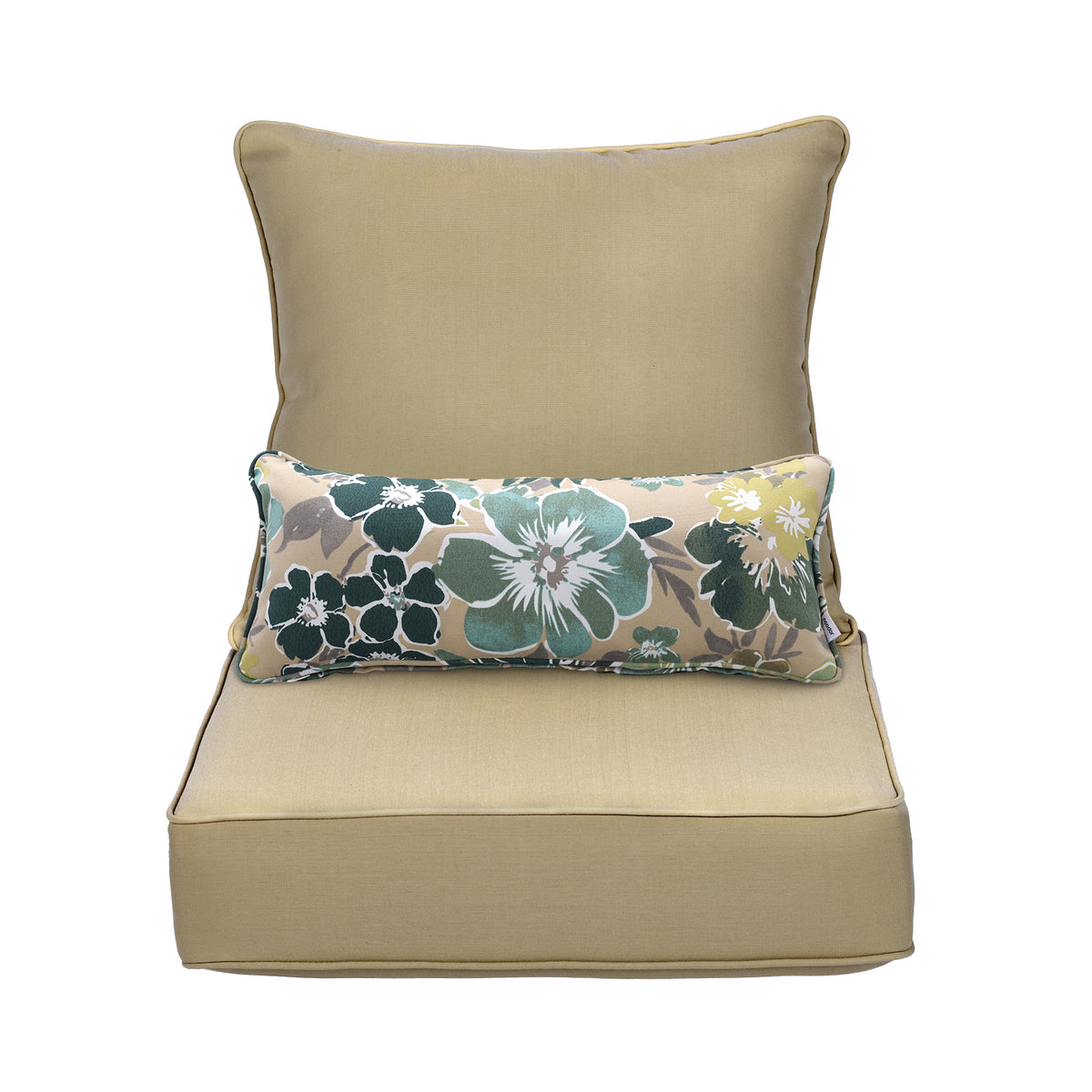 Outdoor Deep Seat Cushion Set with Lumbar Pillow, Brown
