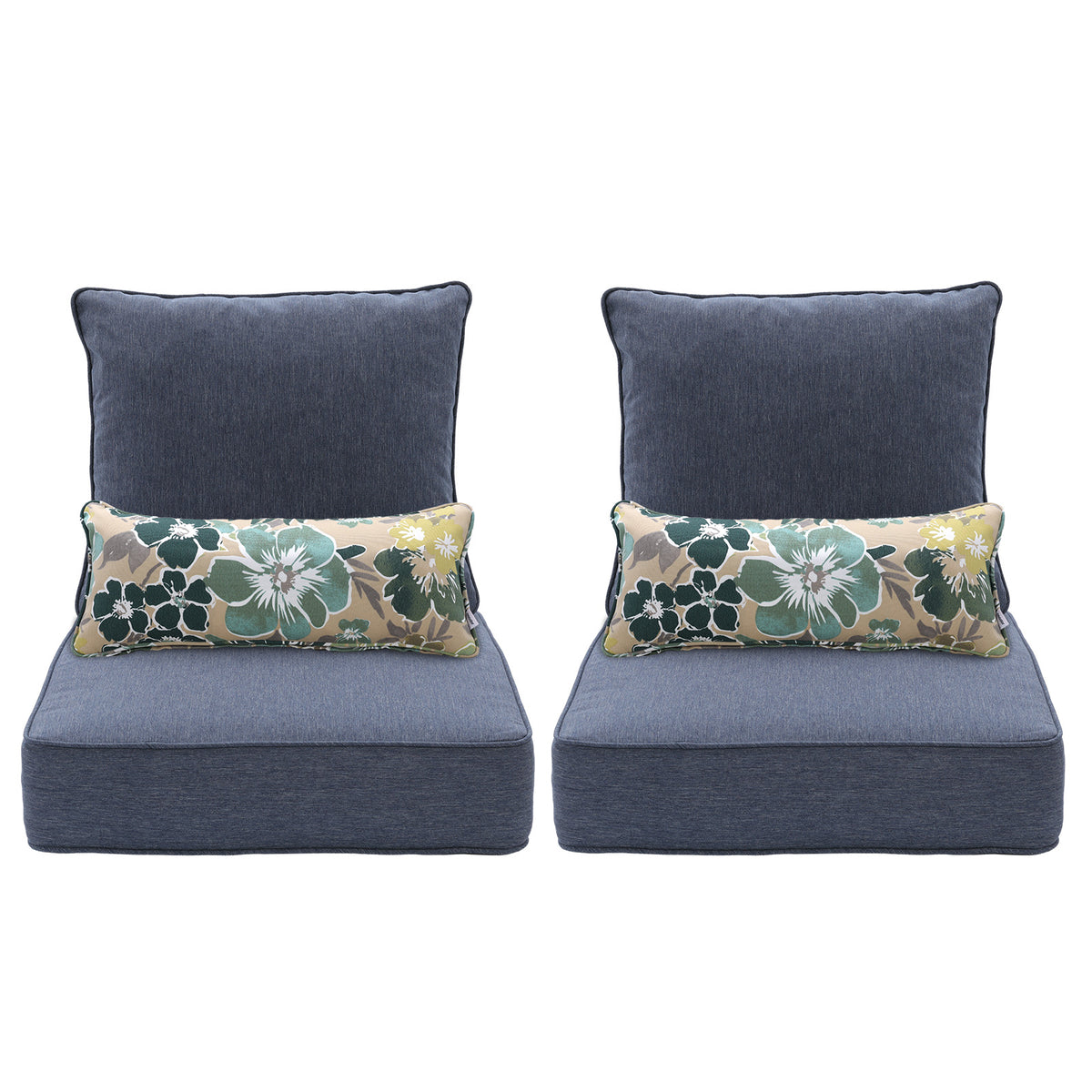 Outdoor Deep Seat Cushion Set with Lumbar Pillow, Navy Blue