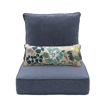 Outdoor Deep Seat Cushion Set with Lumbar Pillow, Navy Blue