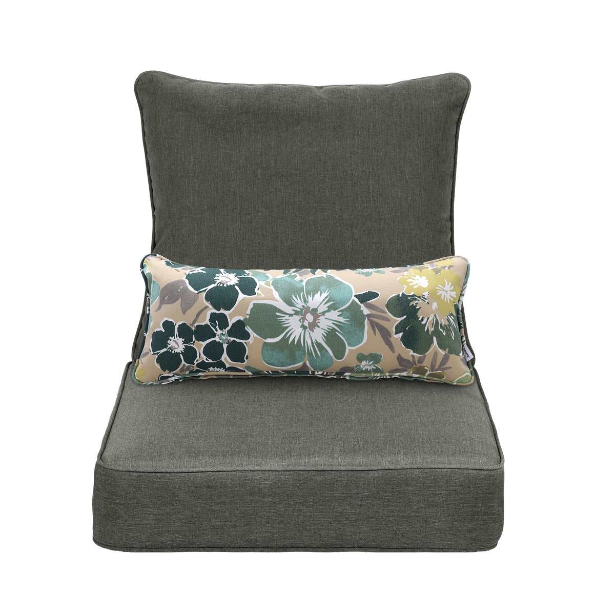Outdoor Deep Seat Cushion Set with Lumbar Pillow, Charcoal