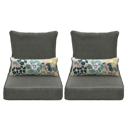 Outdoor Deep Seat Cushion Set with Lumbar Pillow, Charcoal