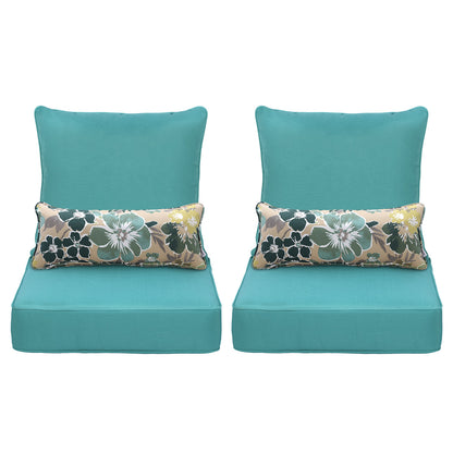Outdoor Deep Seat Cushion Set with Lumbar Pillow, Blue