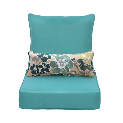 Outdoor Deep Seat Cushion Set with Lumbar Pillow, Blue
