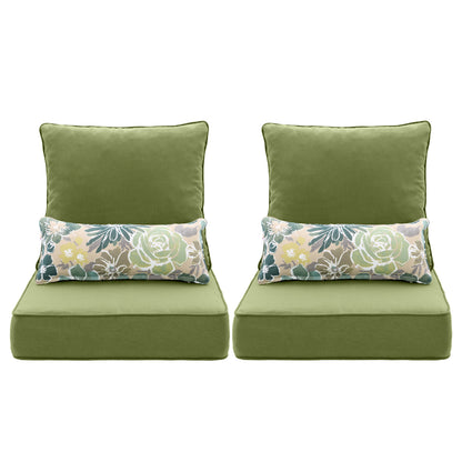 Outdoor Deep Seat Cushion Set with Lumbar Pillow, Green