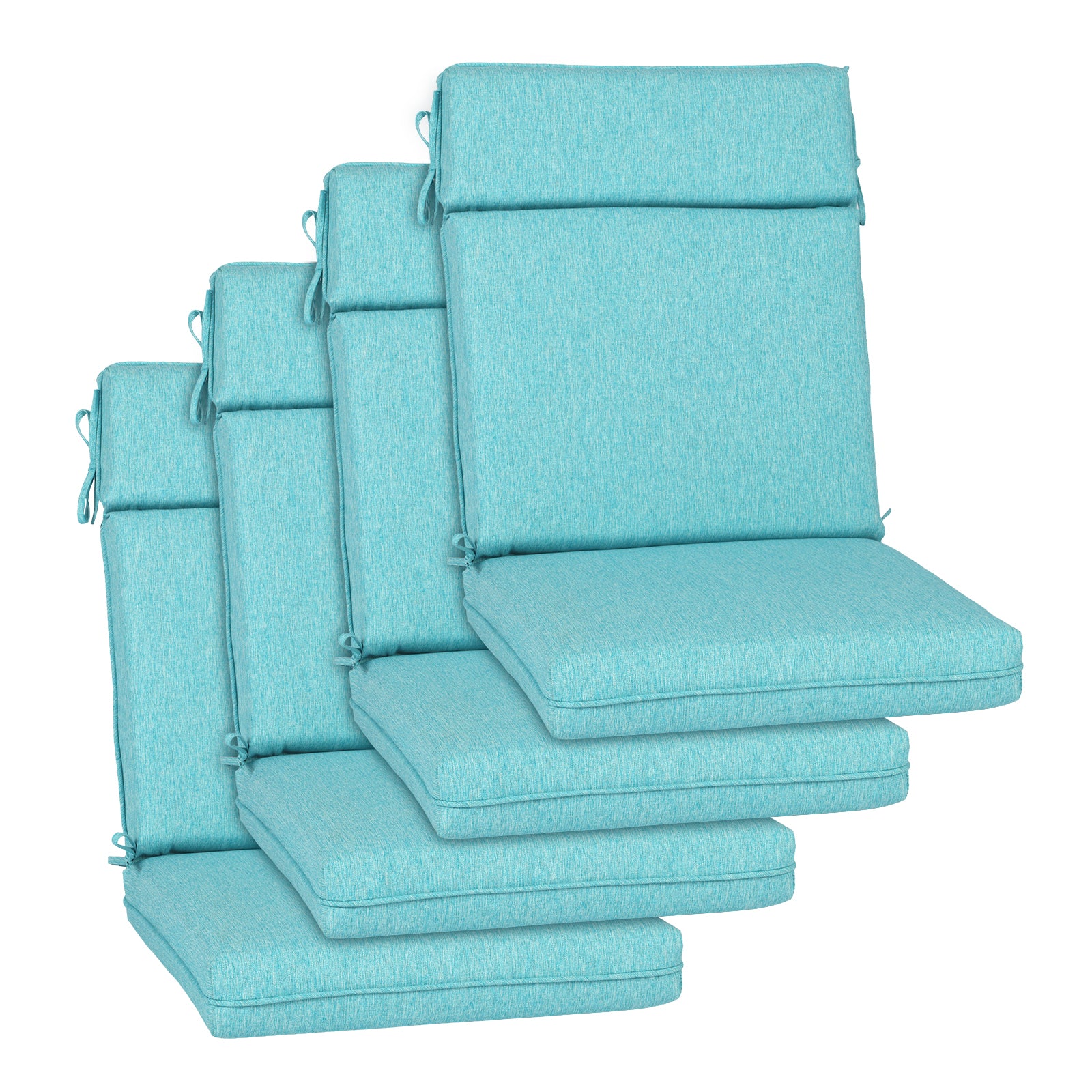 Outdoor High Back Dining Chair Cushion Set, Polyester Fabric, TPU Water Repellent Coating, Teal - Aoodor 