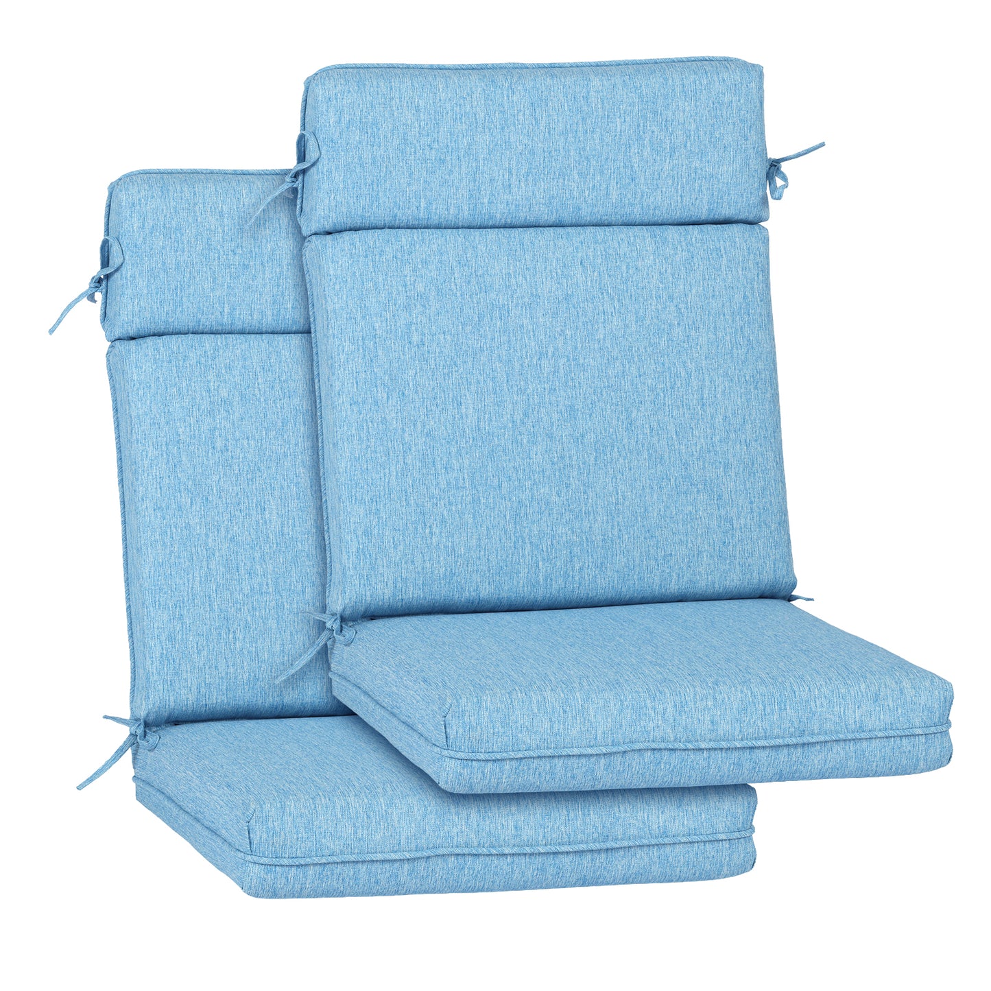 Outdoor High Back Dining Chair Cushion Set, Polyester Fabric, TPU Water Repellent Coating, Lake Blue