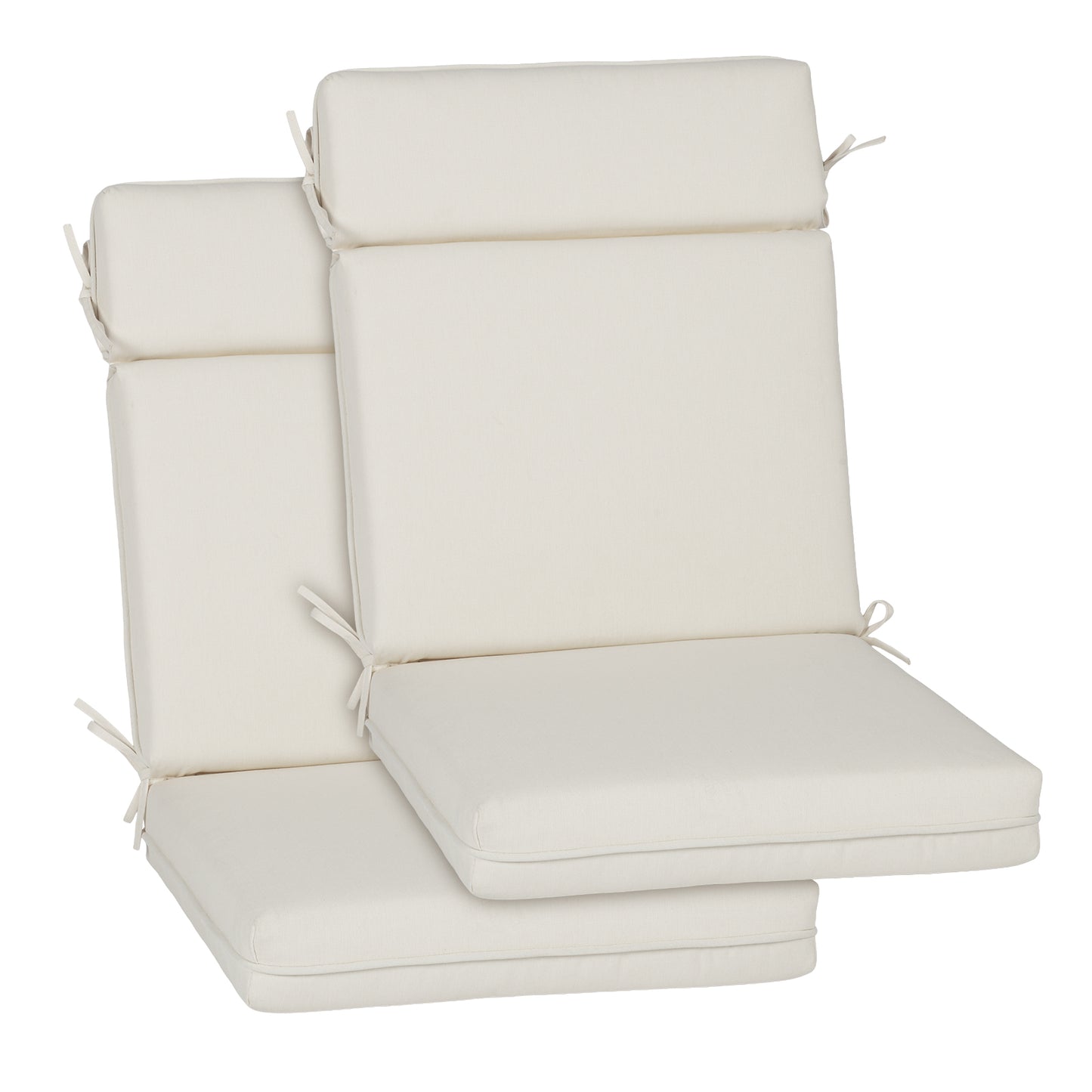 Outdoor High Back Dining Chair Cushion Set, Polyester Fabric, TPU Water Repellent Coating, Ivory