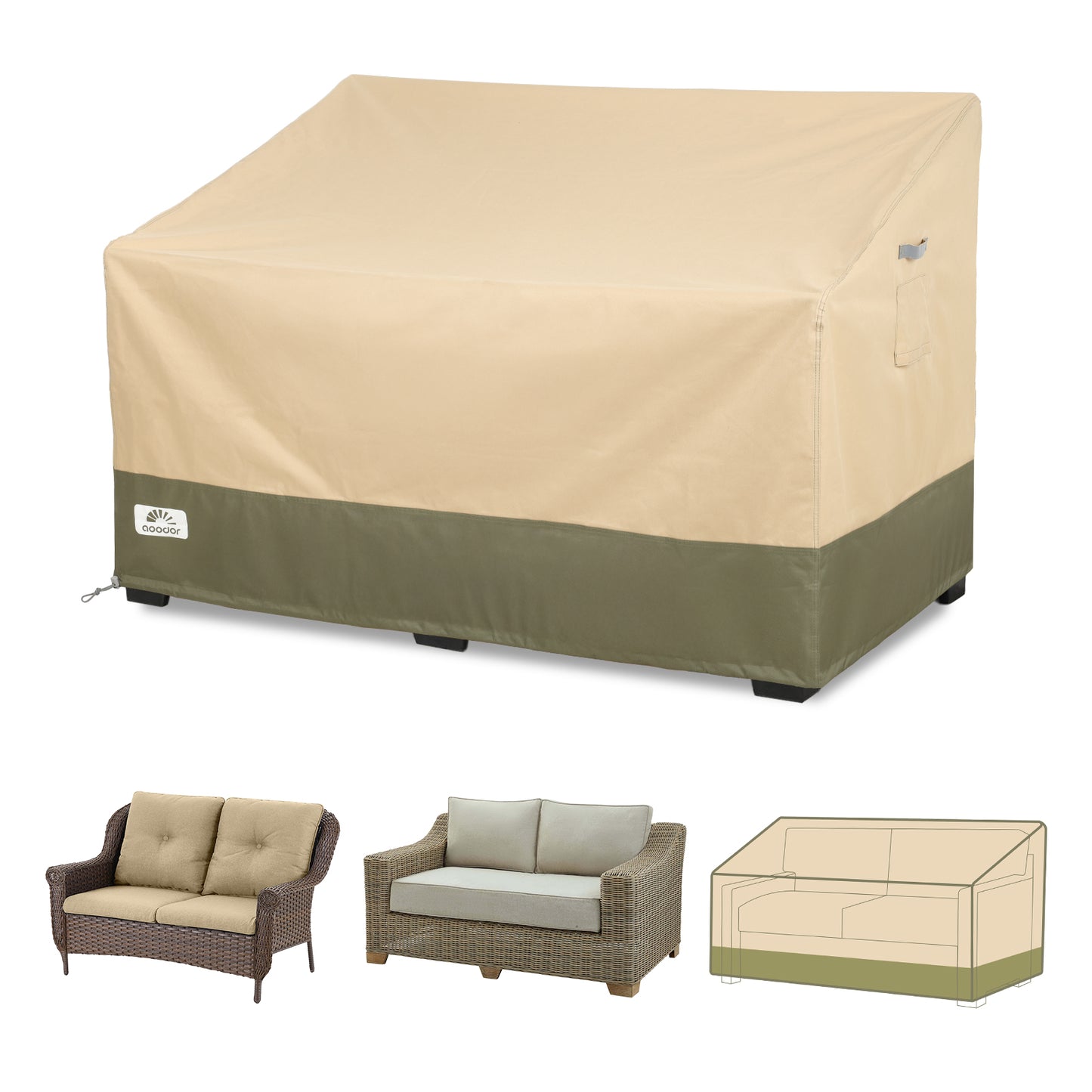 Patio Loveseat Cover for 2-Seater Sofa/ Loveseat/ Bench