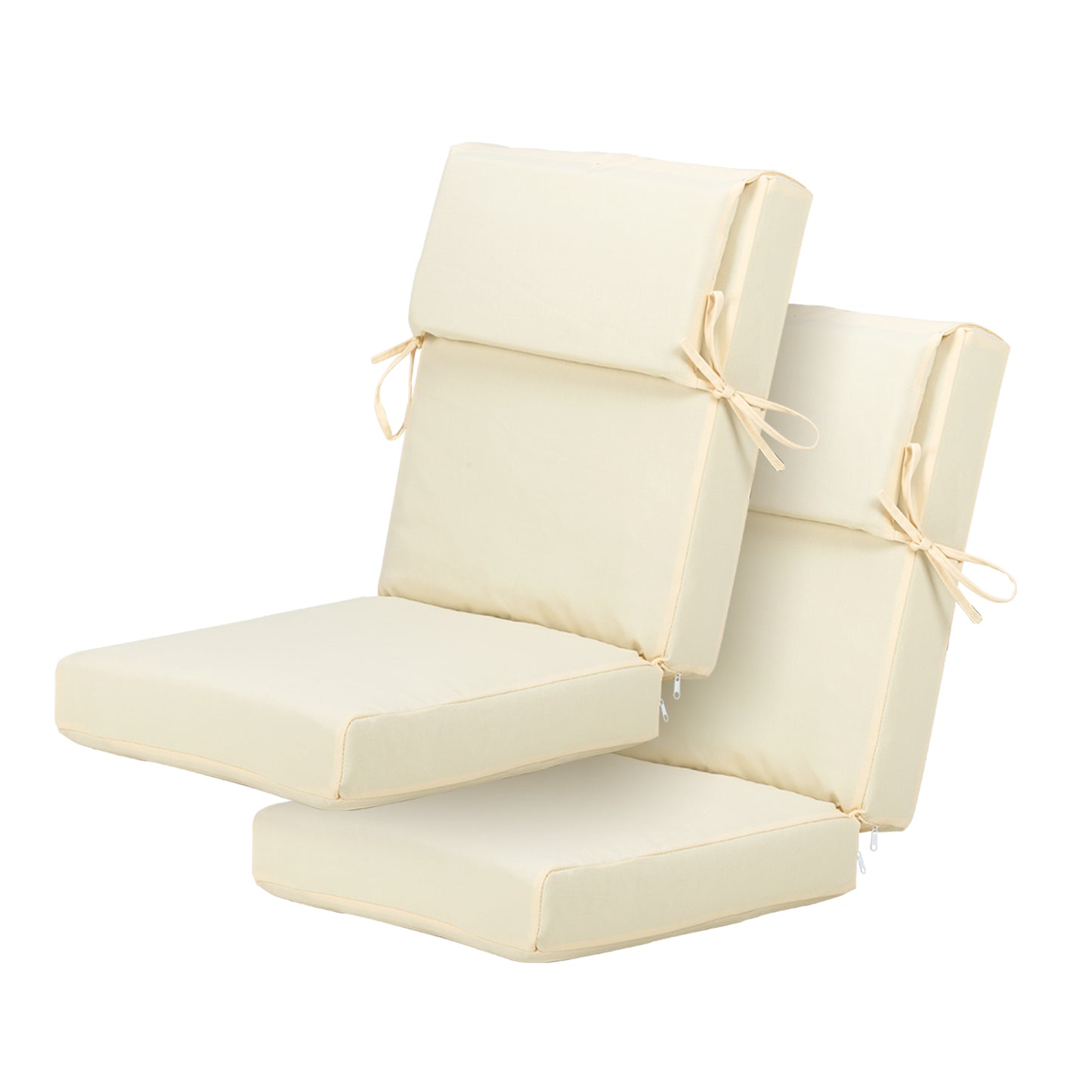 45x22x4 inch Outdoor High Back Patio Chair Cushions, Cream Yellow