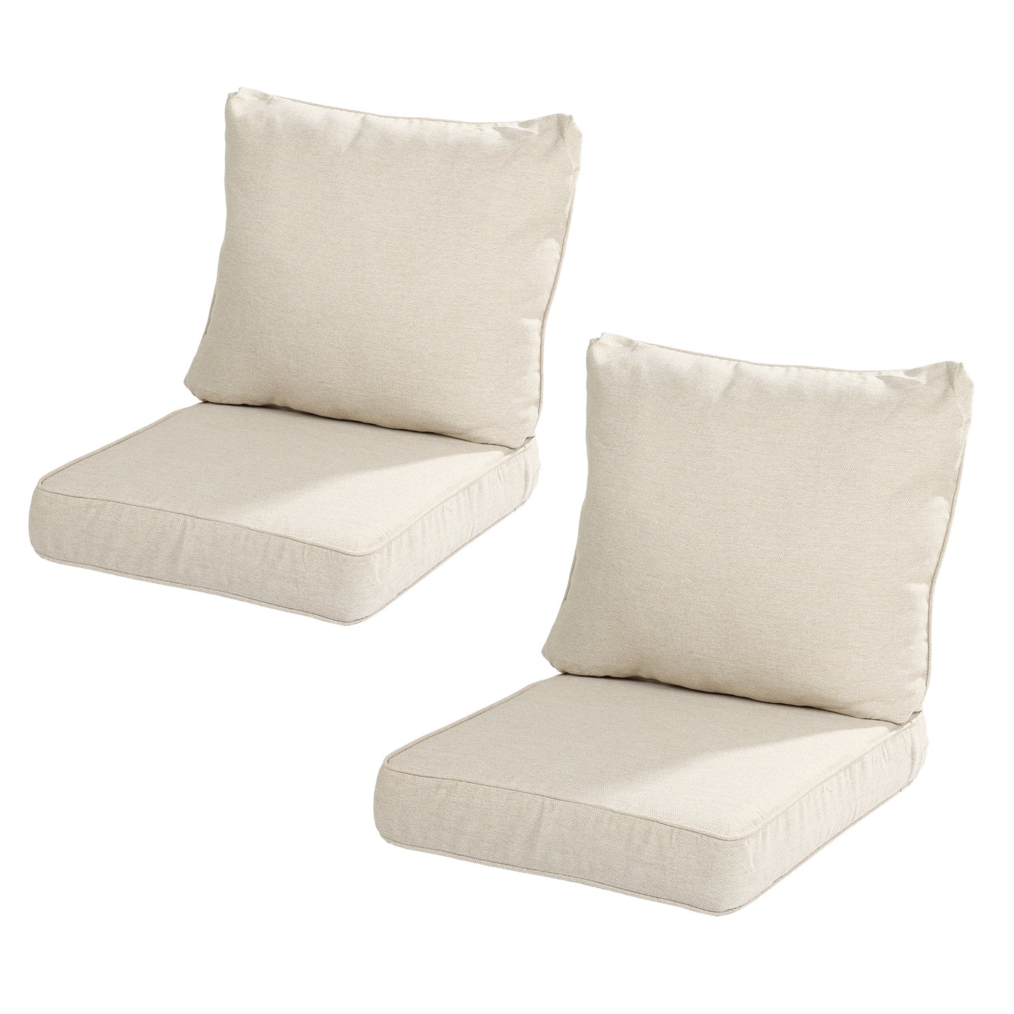 Outdoor Deep Seat Cushion Set, Patio Chair Back & Seat Cushions, Cream Beige