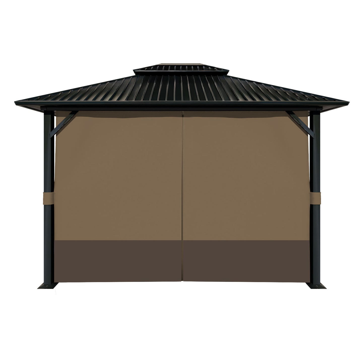 Outdoor Gazebo Curtains, 4 Panels Privacy Sidewall Replacement (Curtain Only) - Light Coffee and Coffee - Aoodor 
