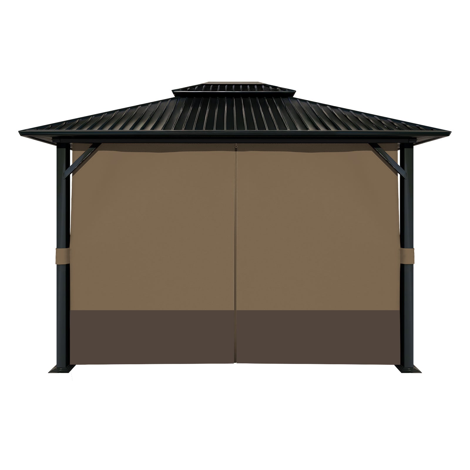 Outdoor Gazebo Curtains, 4 Panels Privacy Sidewall Replacement (Curtain Only) - Light Coffee and Coffee - Aoodor 