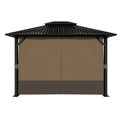 Outdoor Gazebo Curtains, 4 Panels Privacy Sidewall Replacement (Curtain Only) - Light Coffee and Coffee - Aoodor 