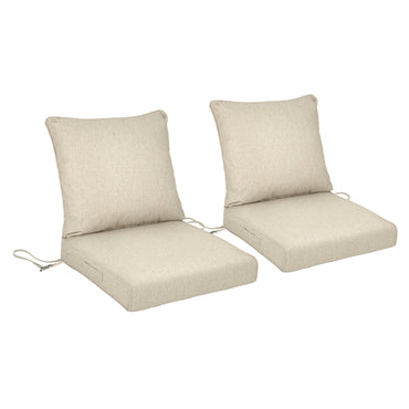 Waterproof Outdoor Deep Seat Cushion Set with Adjustable Straps & Removable Cover - Brown