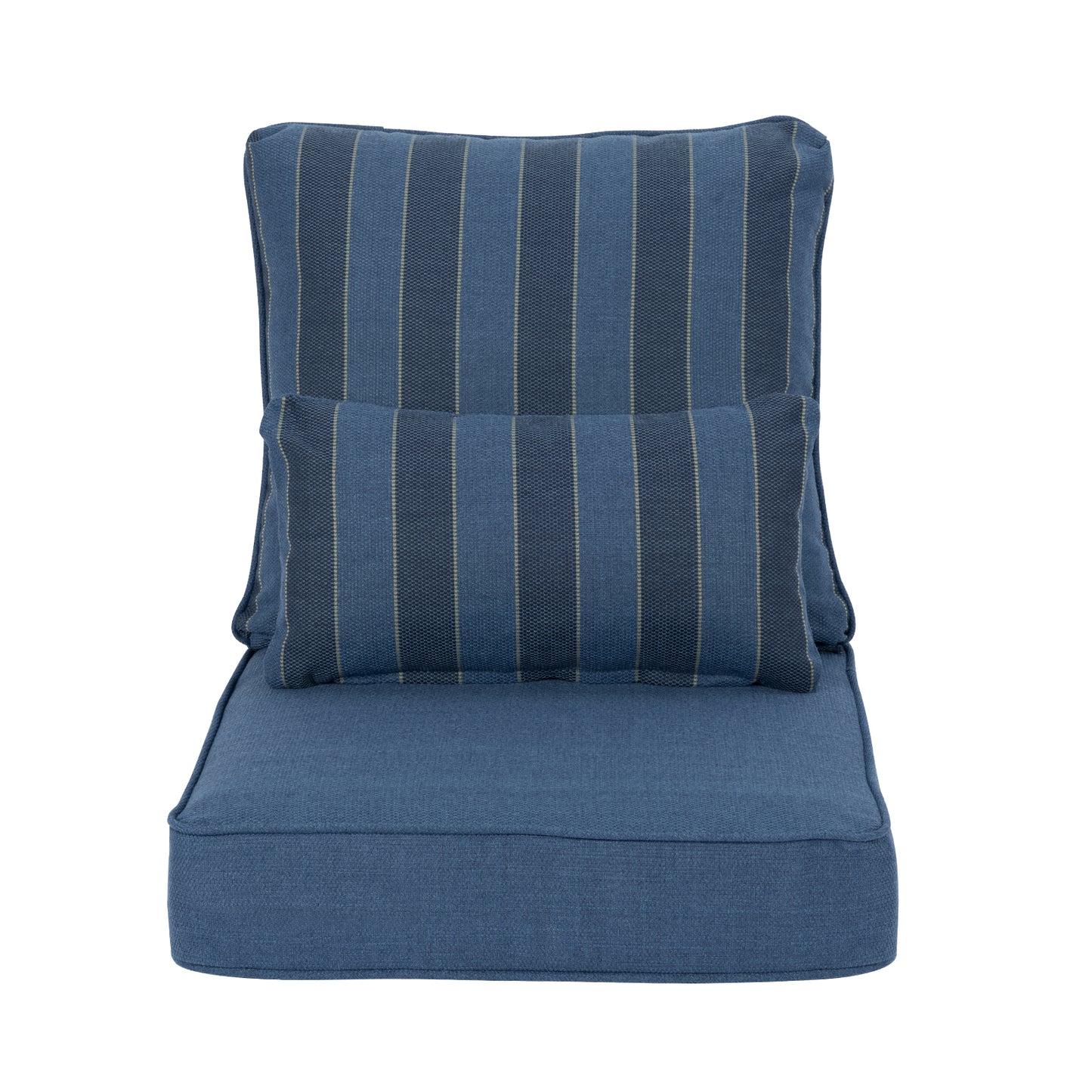 Outdoor Deep Seat Cushion Set with Lumbar Pillow, Patio Chair Back & Seat Cushions, Dark Blue Stripes