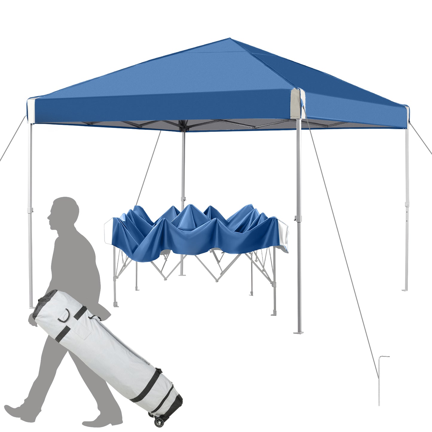 10x10/12x12 ft. Pop Up Canopy Tent with Roller Bag