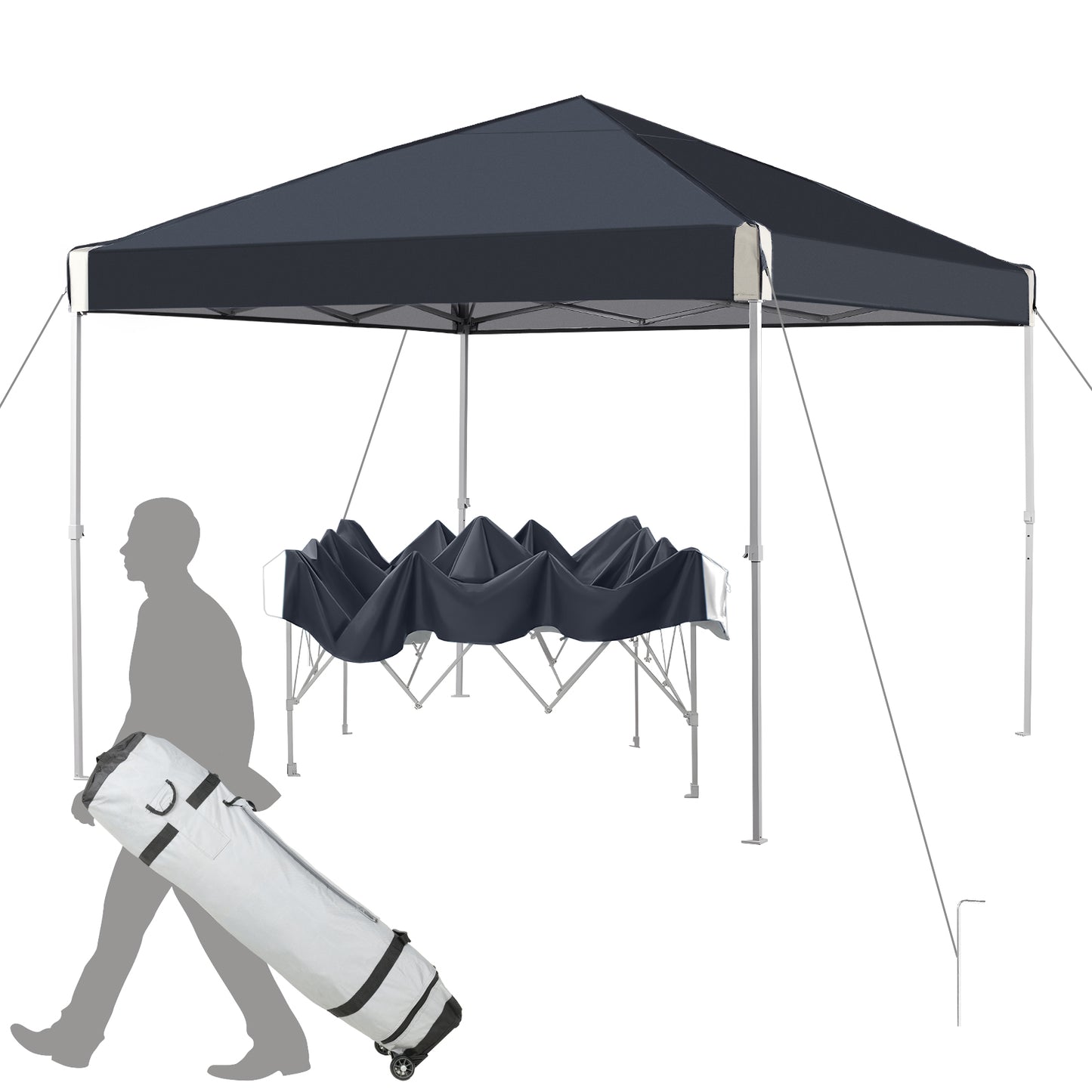 10x10/12x12 ft. Pop Up Canopy Tent with Roller Bag