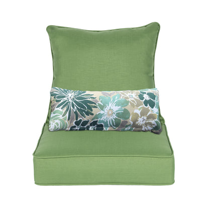 Outdoor Deep Seat Cushion Set with Lumbar Pillow, Patio Chair Back & Seat Cushions, Green