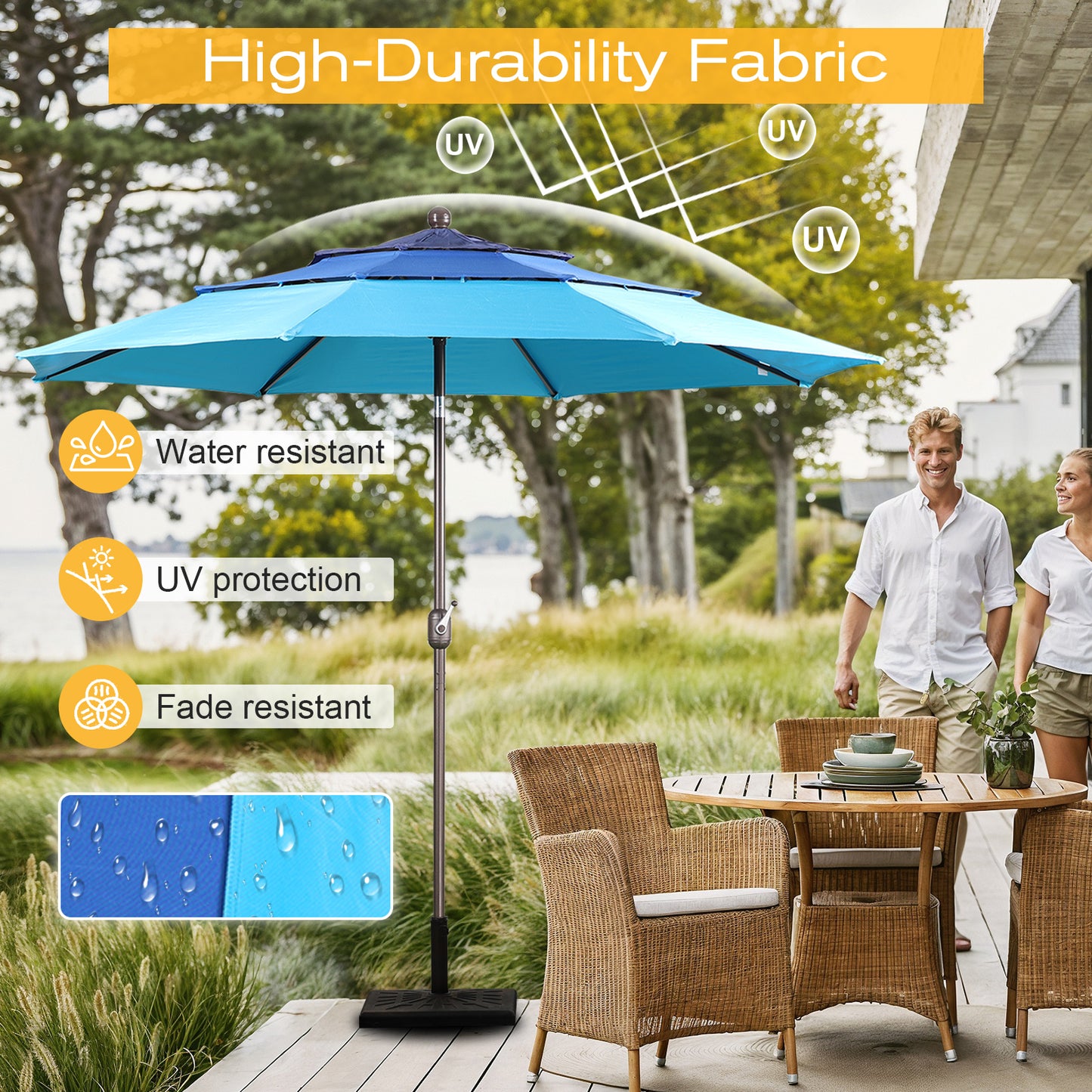 3 Tier 10ft. Patio Umbrella - Market Umbrella with Crank (No Base)