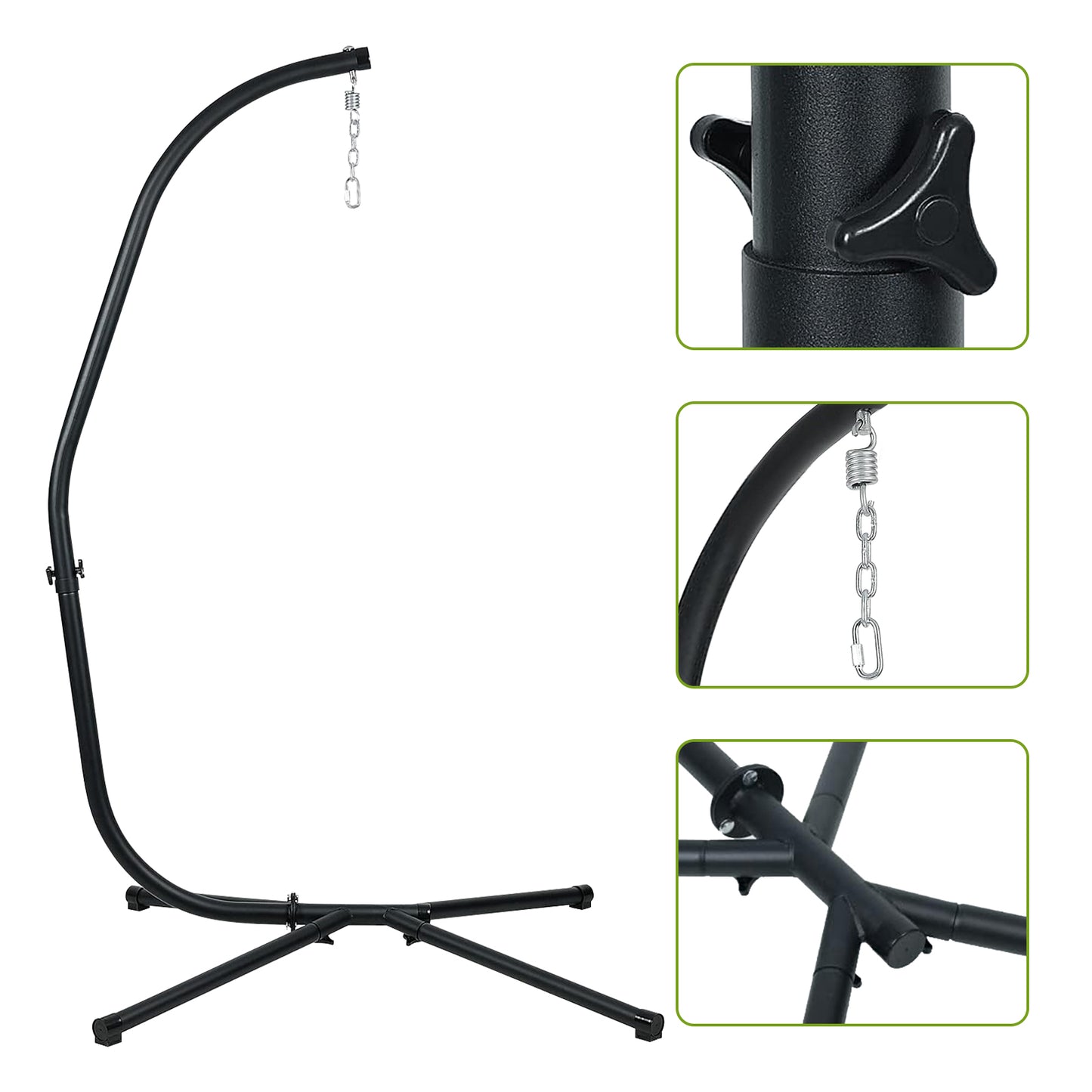 Hammock Steel Stand Only C-Stand - 300 Pound Capacity - Aoodor 