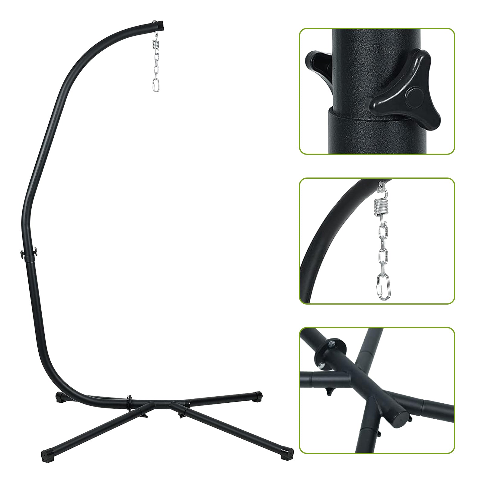 Hammock Steel Stand Only C-Stand - 300 Pound Capacity - Aoodor 