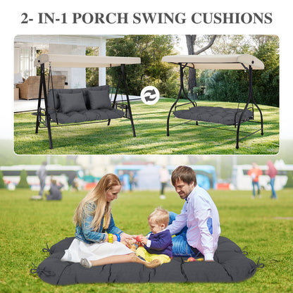 59" Tufted Porch Swing Cushions, Extra 5.1" Thick Outdoor Swing Bench Replacement Cushion with Backrest and 2 Pillows - Dark Gray - Aoodor 
