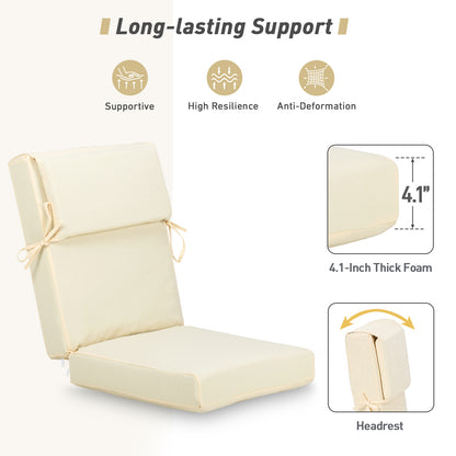 45x22x4 inch Outdoor High Back Patio Chair Cushions, Cream Yellow
