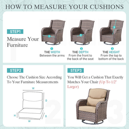 Smile Outdoor Chair Cushion Set, Sunbrella Fabric Deep Seating Cushions, Canvas Heather Beige