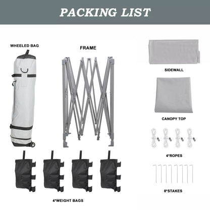 10x10/12x12 ft. Pop Up Canopy Tent with Curtain and Roller Bag