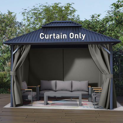 Outdoor Gazebo Curtains, 4 Panels Privacy Sidewall Replacement (Curtain Only) - Grey - Aoodor 