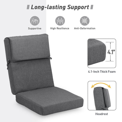 45x22x4 inch Outdoor High Back Patio Chair Cushions, Charcoal