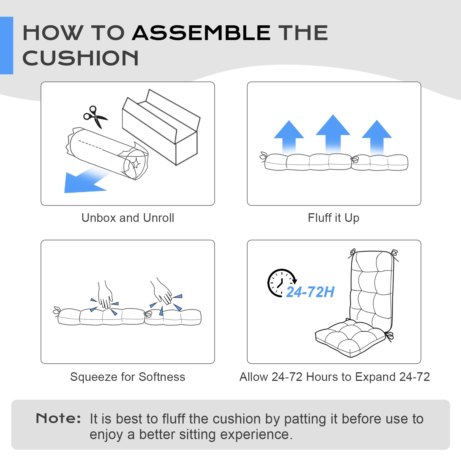 Tufted Outdoor High Back Chair Cushions Patio Replacement Cushion, Brown - Aoodor 