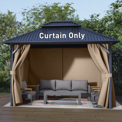 Outdoor Gazebo Curtains, 4 Panels Privacy Sidewall Replacement (Curtain Only) - Sand Yellow - Aoodor 