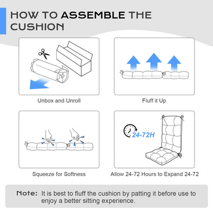 Tufted Outdoor High Back Chair Cushions Patio Replacement Cushion, Dark Blue - Aoodor 