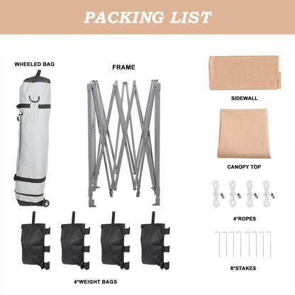 10x10/12x12 ft. Pop Up Canopy Tent with Curtain and Roller Bag